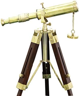 Vintage Brass Telescope Nautical Stand Wooden Tripod