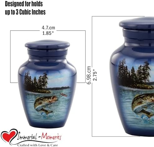 Bass Keepsake Urn for Ashes with Box and Bag