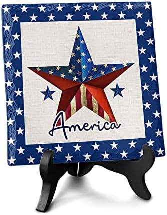 Wooden Stand Desk Plaque with Ceramic Design