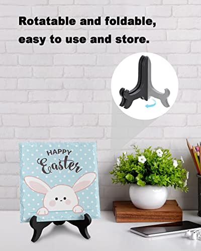 Happy Easter Desk Decor with Blue Backdrop