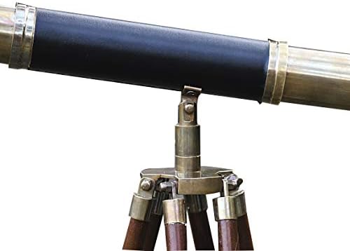 Vintage Brass Telescope with Wooden Tripod