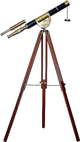Nautical Brass Telescope Double Barrel Stand