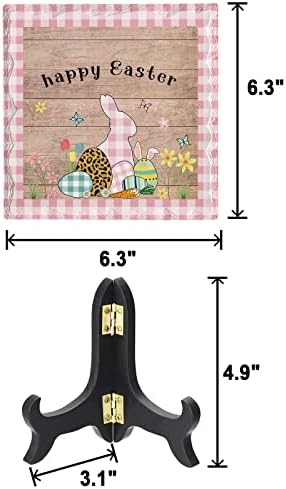 Easter Bunny Decorative Desk Plaque with Wooden Stand