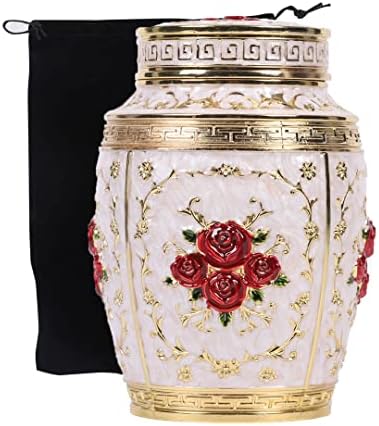 Medium Urn for Human Ashes - Rose Design Cremation Urn for Women Mom - Holds 70 Cubic Inches of Ashes - Gold-Red Color