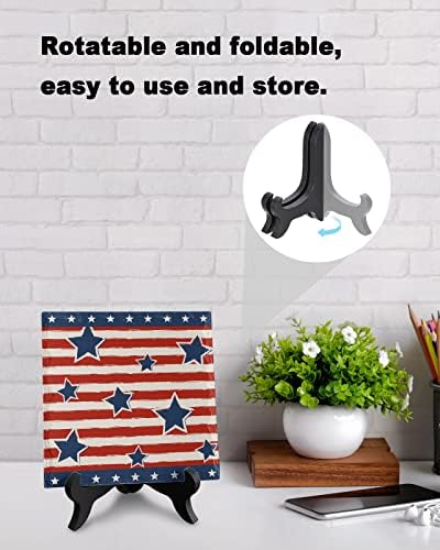 4th of July Decorative Ceramic Desk Plaque with Wooden Stand