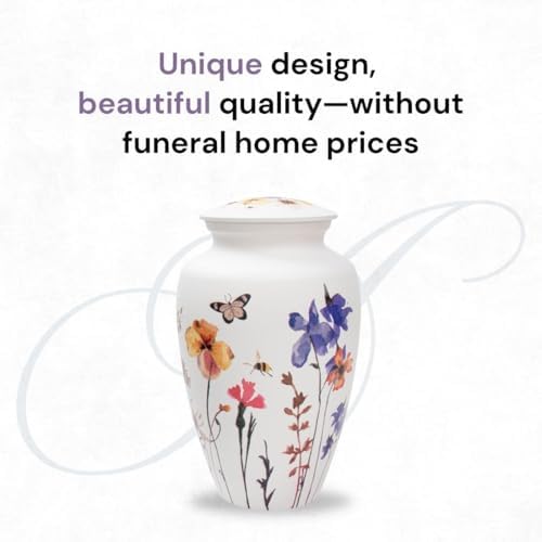 Wildflower Cremation Urn for Women - Handcrafted Decorative Ashes Urn
