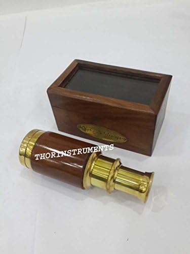 Vintage 6 Inch Nautical Telescope with Wooden Box