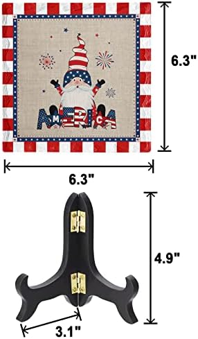 American Independence Day Gnome Desk Plaque with Wooden Stand