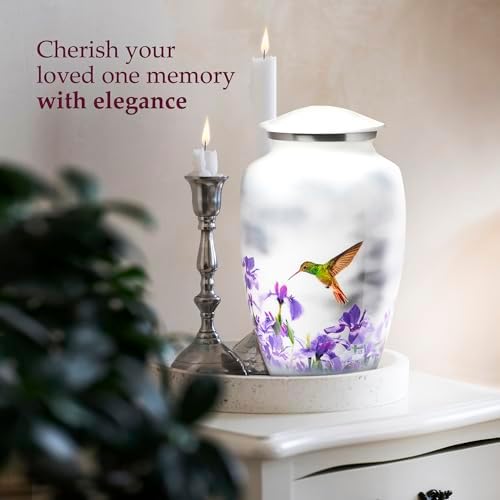 White Hummingbird Cremation Urn for Adult Ashes
