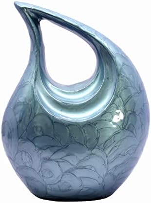eSplanade Metal Cremation Urn - 10 Inch Grey Teardrop