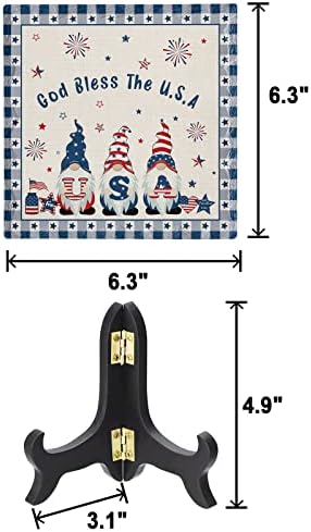 Independence Day Decorative Ceramic Desk Plaque with Wooden Stand 1