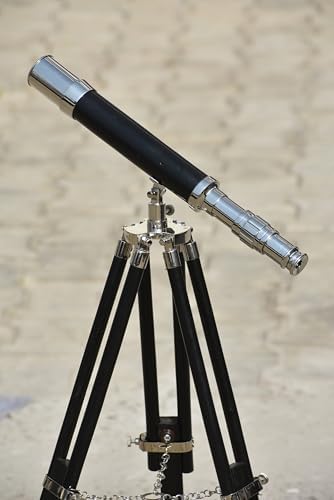 Nautical Style Brass Telescope with Wooden Tripod