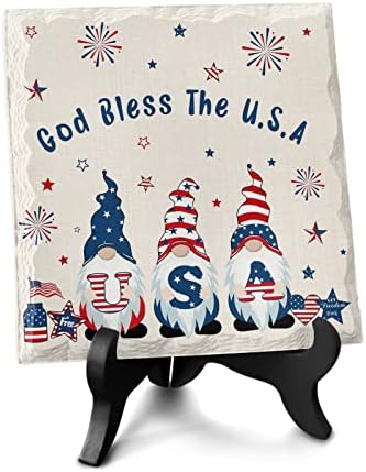 Independence Day Decorative Sign with Wooden Stand