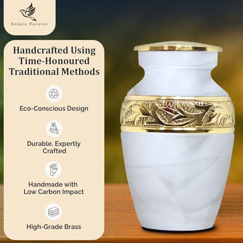 Solace Forever Small Urn for Human Ashes - White Small