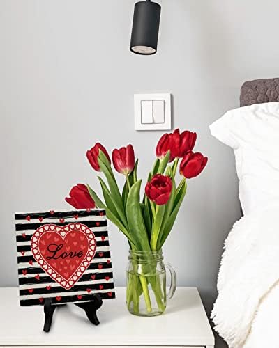 Valentine Desk Decor with Black White Stripes