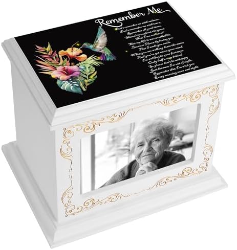 Wooden Cremation Urn for Human Ashes with Photo Frame 200 Cubic Inches Capacity