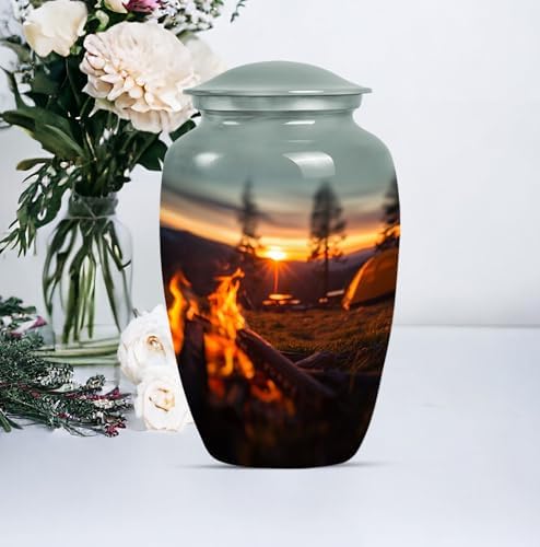 Elegant Sunset Gray Urn Set 2-Piece Cremation Memorial Urns