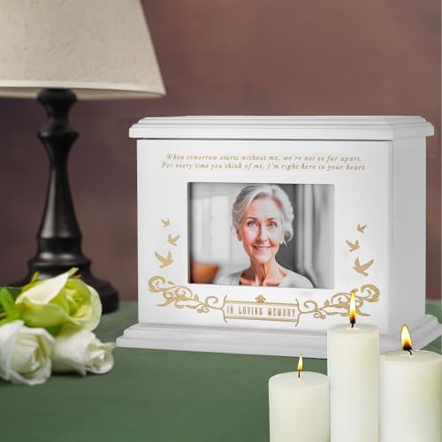 Cremation Urns for Human Ashes Adult Male or Female Wooden Frame White