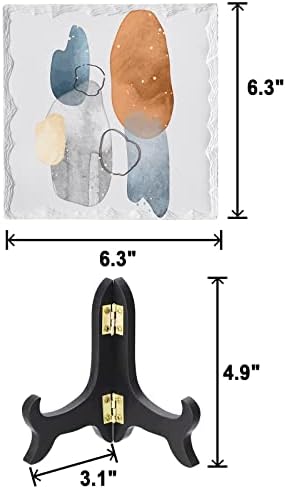 Modern Watercolor Desk Decor with Ceramic Plaque and Wooden Stand