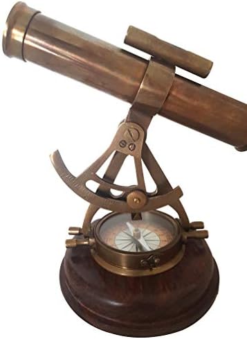 Antique Alidade Compass Mini Theodolite Brass Telescope Home Decor