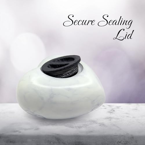 Heart Urn for Human Ashes Small White Marble Keepsake with Stand