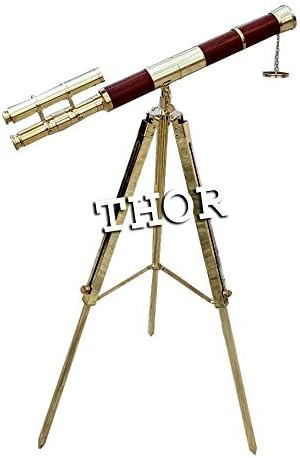 Vintage Brass Nautical Telescope with Tripod Decor Item