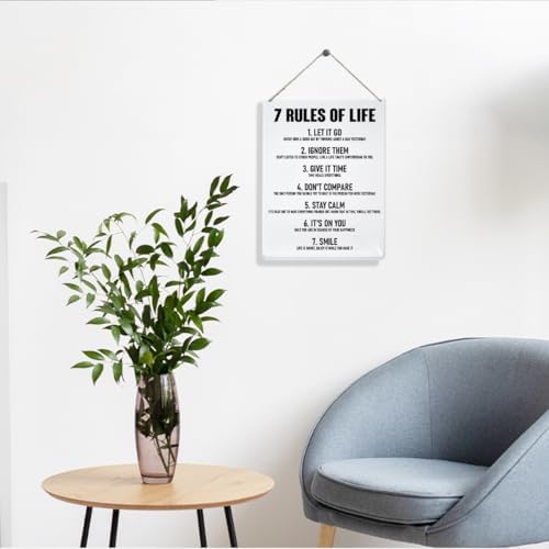 7 Rules of Life Acrylic Wall Sign Inspirational Decor for Home Office