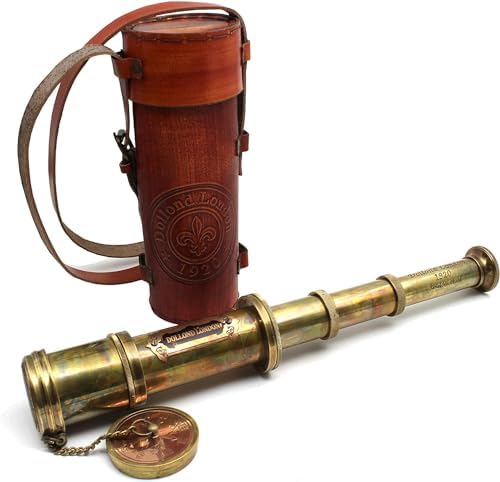 16 Inches Antique Brass Commando Telescope in Leather Box