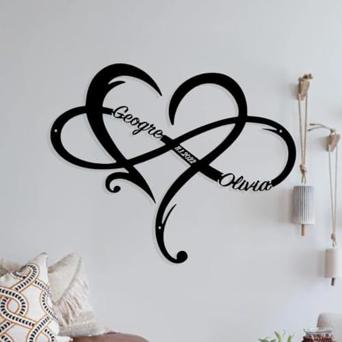 Personalized Love Heart Infinity Metal Sign