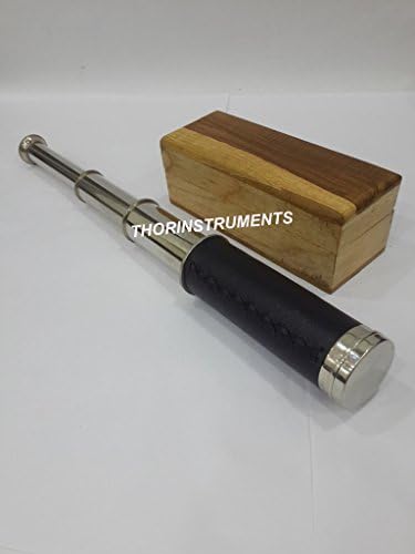 Nautical Brass Spyglass 14 Inch Telescope with Black Leather Case