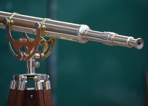 Classic Brass Telescope with Wooden Stand for Home and Office Dcor