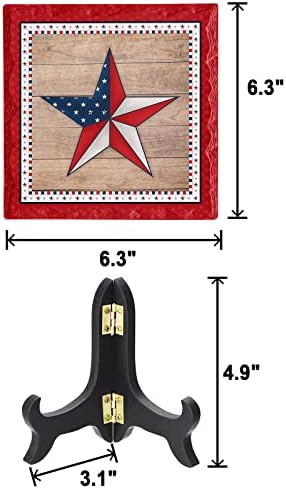 Independence Day Stars Ceramic Desk Plaque with Wooden Stand
