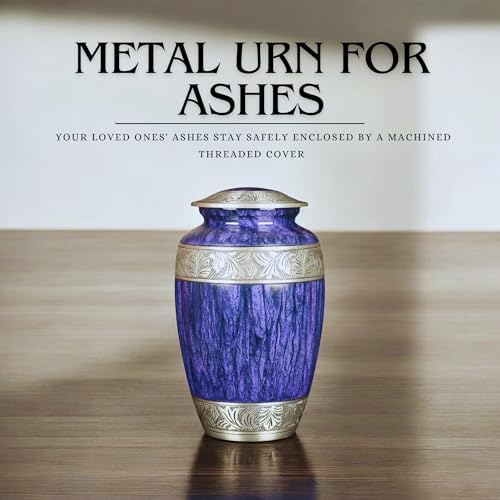 Elegant Purple Metal Cremation Urn for Adult Ashes