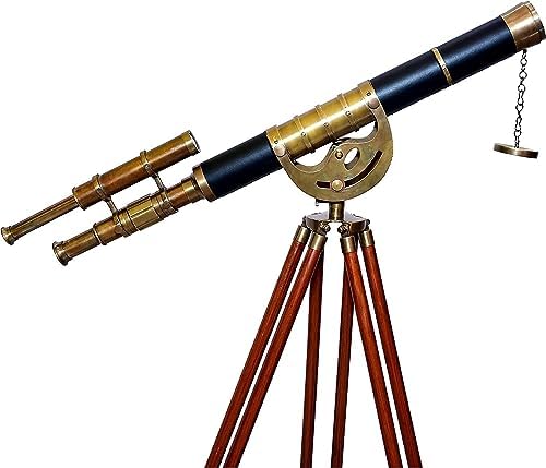 Nautical Brass Telescope Double Barrel Stand