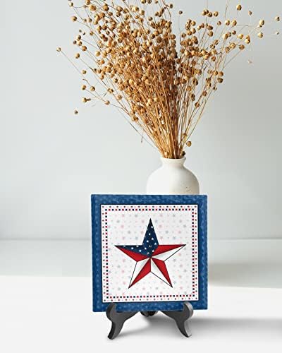 Independence Day Stars Ceramic Desk Plaque with Wooden Stand 1