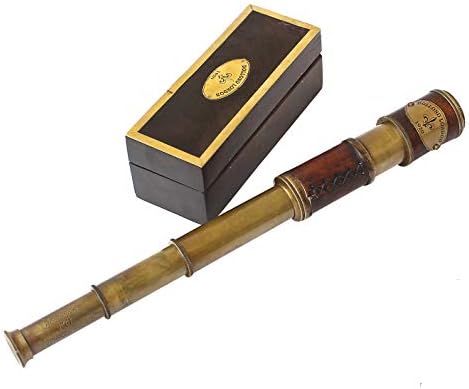 Nautical Vintage Brass Telescope with Leather Accents