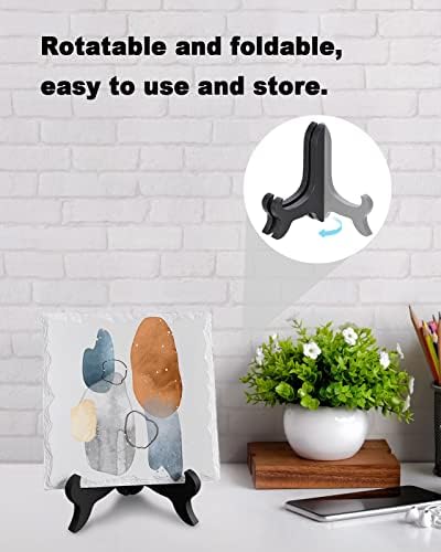 Modern Watercolor Desk Decor with Ceramic Plaque and Wooden Stand