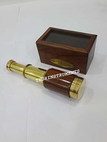 Vintage 6 Inch Nautical Telescope with Wooden Box