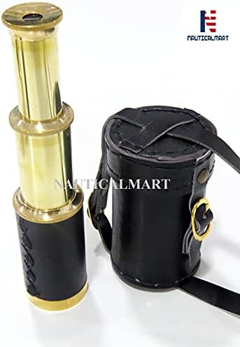 NauticalMart Brass Telescope 6 Inch with Leather Case