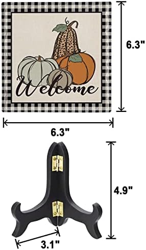 Autumn Themed Decorative Desk Plaque with Wooden Stand