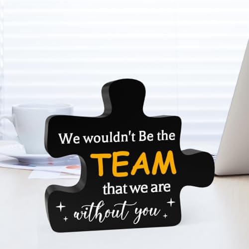 Rustic Black Acrylic Team Decor Sign Puzzle for Home Office Desk Shelf Decoration Coworker Gift