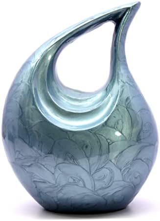 eSplanade Metal Cremation Urn - 10 Inch Grey Teardrop