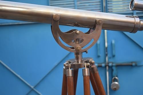 Vintage Double Barrel Telescope with Wooden Tripod 1