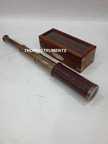 Vintage Nautical Telescope with Wooden Box