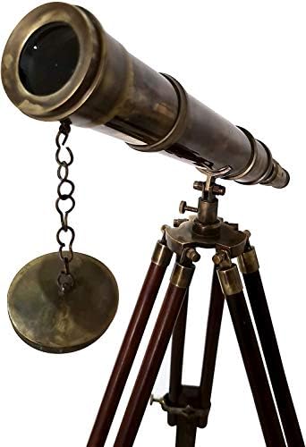 Antique Finish Nautical Telescope with Wooden Stand
