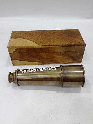 Nautical Antique Brass Telescope with Wooden Box Gift