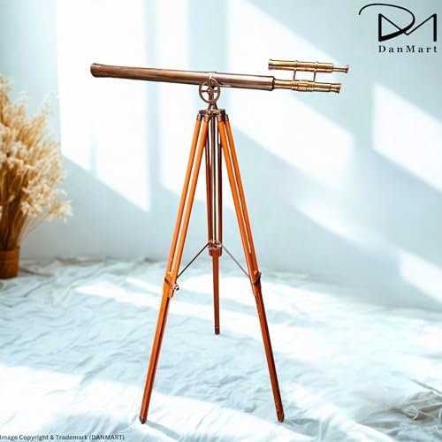 Victorian Antique Telescope Brass Wooden Stand