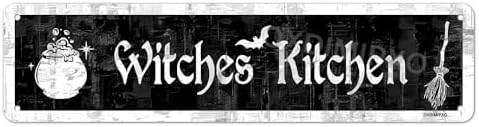 Halloween Witches Kitchen Decor Metal Plaque 4x16 Inches Black