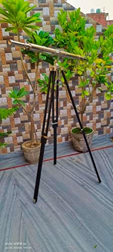 Vintage Single Barrel Brass Telescope on Tripod Stand