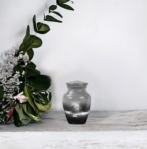 Jesus Cross Urn Set - Large with Velvet Bag and Small